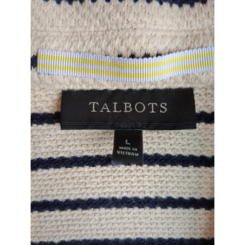 Talbots Womens L Long Sleeve Collared‎ Button Striped Nautical  Knit Sweater - Picture 3 of 10